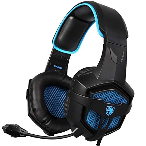 Preisvergleich Produktbild Altsommer Wired Gaming Headset 3,5 mm mit Mikrofon Geräuschisolierung Lautstärkeregler Stereo Over-Ear Gaming Kopfhörer für PS4, PC, Mac, neuen Xbox One, Tablet Phone SADES SA807 Blau