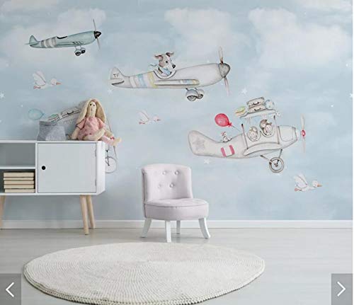 Animal Carton Airplane Aircraft Wallpaper Wall Murals Decals 3D Wall Paper Rolls for Living Room Kids Bedroom Wallpapers 200Cmx140Cm