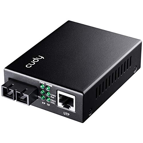 Cudy MC100GSA-20 Convertisseur de média Ethernet Gigabit, Fibre monomode SC Double, convertisseur de média Ethernet à Fibre Optique Base-TX 1310nm-10/100/1000, 20 km