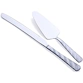 FULLYWARE Silver Cake Cutting Set, Stainless Steel Knife and Server Set, Cake Cutter and Cake Cutter Set for Weddings, Birthd