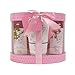 Invero® Ladies Bath & Body Gift Set Includes Shower Gel 200ml, Bubble Bath 200ml, Body Lotion 150ml and a Bath Lilly - Ideal Present for the Loved Ones, Family or Friends (Rose)
