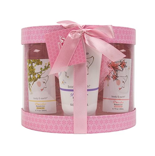 Invero® Ladies Bath & Body Gift Set Includes Shower Gel 200ml, Bubble Bath 200ml, Body Lotion 150ml and a Bath Lilly - Ideal Present for the Loved Ones, Family or Friends (Rose)