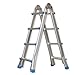 Masko® Aluleiter 4,00m Teleskopleiter ✓Aluminium Multifunktionsleiter ✓ Aluleiter ✓ Klappleiter ✓ Anlegeleiter ✓ Bockleiter ✓ Schiebeleiter ✓ höhenverstellbar beidseitige Steh und Treppenleiter | 4 x 4 Sprossen | Länge: 4,00m