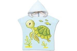 Chickwin Badeponcho mit Kapuze Kind Poncho Handtuch, Kinderhandtuch Strand Schwimmen Bad Kapuzenhandtuch Bademantel Zum Wechseln für Jungen Mädchen