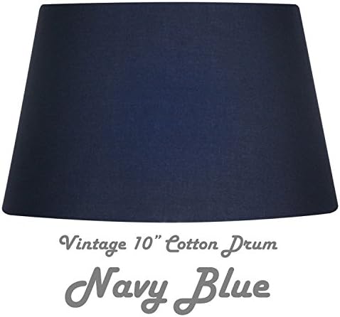 NAVY BLUE 10" COTTON DRUM HARD LINED SHADE Complete with Reversible Gimbal to Fit Table &amp; Floor Lamps or Ceiling Rose. FREE Adaptor Included to Fit All Lamp Sizes BC SBC ES SES. Height 155mm x Diameter 250mm (6" x 10")