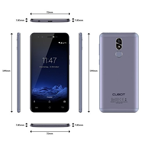 CUBOT R9 Smartphone Android 7.0 Unlocked 3G Telefono Cellulare,5.0 Pollici HD IPS Display,MT6580,Quad-Core 1.3GHz,2GB RAM+16GB ROM, Fotocamera Principale Doppia 13M/5MP,Dual SIM WiFi GPS Bluetooth Fingerprint Scanner Cellulare Smartphone in Offerta (blu)