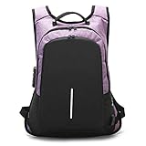 Kunliyin YY1 Laptop-Rucksack 15,6 Zoll Computer-Rucksack Casual Daypack Schultasche mit USB-Ladeanschluss für Reisen/Business / College/Frauen / Männer (Color : Purple)
