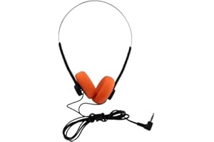 Wyjuan Orangefarbene Retro-Over-Ear-Kopfhörer, kabelgebundene Stereo-Kopfhörer, HiFi-Stereo-Sound, leicht, tragbar mit verstellbarem Kopfband, bequemes Headset für Reisen und den täglichen Gebrauch