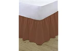 Gold Star Bedding Plain Dyed Poly Cotton Soft Frilled Base Valance Sheets Bed Sheets Covers (Chocolate, Double)