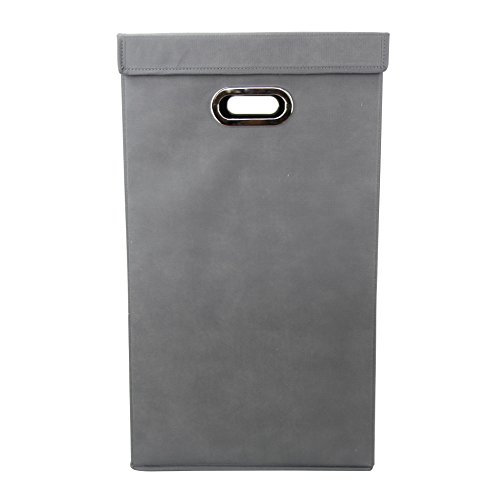 Rebecca Srl Wäschekorb Deckel 2 Griffe grau Stoff faltbar Bad Zuhause Wäscherei (Code RE4732) - 2