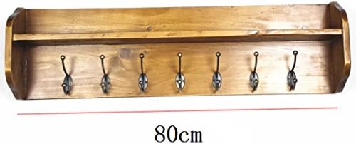 European Solid Wood + Wrought Iron Hook Wall Hanging Coat Rack Creative Simple Entrance Indoor Clothes Rack Shelf Hangers 80 * 14 * 23cm