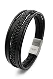STYLISH - schwarz, schick, geflochten, vintage - der Männerschmuck ist zu jedem Anlass passend, dank geflochtenem und glattem Echtleder. Das elegante Herren-Armband passt zu so gut wie jedem Outfit!