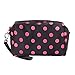 Imported Brown Pink Polka Dots Zipper Cosmetic Make-up Organizer Bag Hand Case Pouch RS.365.00