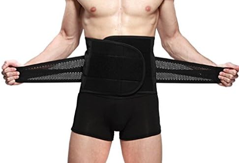 Aigori Adjustable Waist Trimmer Waist Trainer Belt For Men Weight Loss Waist Back Support For Outdoors Sports Fitness (black, XL)