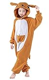 ABYED® Jumpsuit Tier Karton Fasching Halloween Kostüm Sleepsuit Cosplay Fleece-Overall Pyjama Schlafanzug Erwachsene Unisex Lounge,Chidren Größe 125 -for Höhe: 138-148cm Känguru - 