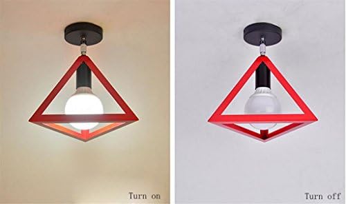 FANDBO@ Nordic Iron Art Creative Triangle Ceiling Light Aisle Corridor Entrance House Balcony Corridor Garment Shop E27 Led Ceiling Lamp ( Color : Red )