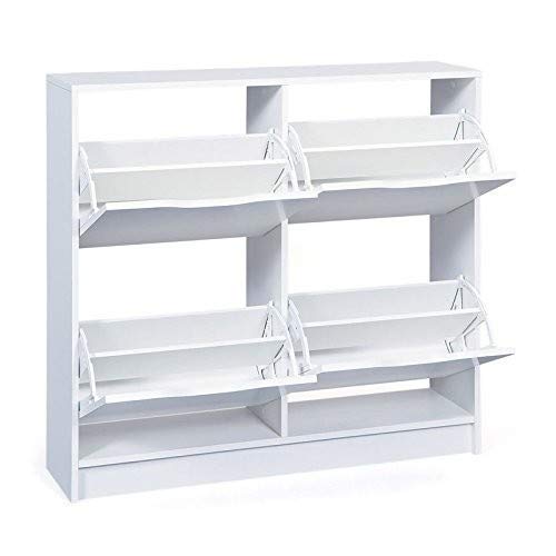 Inter Link Timeless Classic WESTPHALEN 19040020 Schuhschrank, melaminharzbeschichtete Flachpressplatte, weiß, 100 x 25 x 90 cm