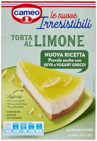 Cameo Le Nuove Irresistibili Preparato per Torta al Limone, Torta Fresca Senza Cottura Facile da Preparare, Preparato per Crema, Gelatina, Base Biscotto e Stampo Inclusi nella Confezione, 7 Porzioni