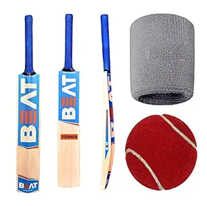 IBAZAR Beat Tennis Cricket Bat (Size 6 for 11-14 Year Boy) with Ball and Cotton Unisex Wristband