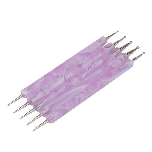 5 Pcs Pink Color Nail Art Dotting Pen Marbleizing Tools for Manicure Pedicure