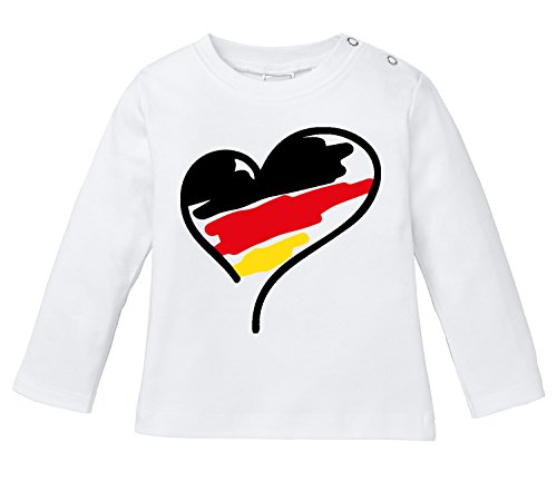 Angry Shirts Deutschland Herz für Kleinkinder – Fußball WM 2018 in Russland – Fanartikel – Bio Baby Longssleeve