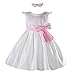 Cinda Satin Christening Party Dress+Headband White and Pink 3 - 6 Months