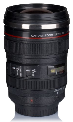 VENKON – Kamerabecher Isoliertasse in Objektiv Design – Deckel in Linsenoptik – ca. 300ml, schwarz - 6