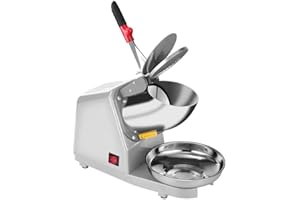 Lfhelper Elektrische Ice Crusher Ice Shaver Machine Zerkleinerer Küche Eiscrusher Schnee-Kegel-Maschine 2200 U/min 300W Eis-Zerkleinerer mit Schüssel Abflussrohr Handbuch(17x8,3x12)