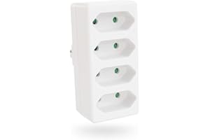ABSINA Adapter do gniazdka 4 gniazda bez kabla do maks. 2300 W - poczwórna wtyczka do gniazdka biała - 4 gniazda do wtyczki euro