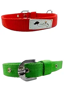 Forever99 Pet Shop Nylon Dog Adjustable Collar Neck Belt for Medium Dogs Multi Color to fit All Adjustable Combo 2 Pack