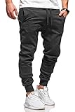 Bündchen am Beinabschluss Ombre-Eight Herren Jogginghose Trainingshose Sporthose T-410 [Dunkelgrau, S]