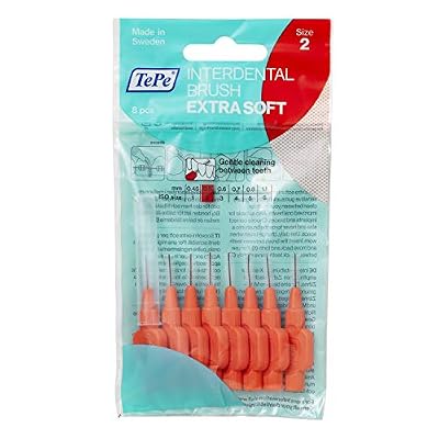 TePe Brossettes interdentaires Extra Soft - Nettoyage en douceur des espaces interdentaires - 1 x 8 brossettes - Diamètre 0,5mm - Rouge