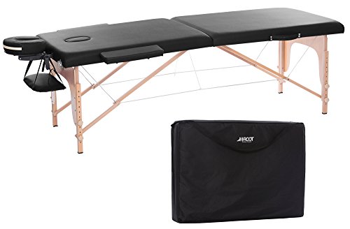 H-ROOT 2 Sezioni Lettino da Massaggio Portatile Lettino per Terapia Studi di Tatuaggi Reiki Trattamenti Curativi Massaggio Svedese 12.8 kg con Borsa per il Trasporto Libero (Color Nero).