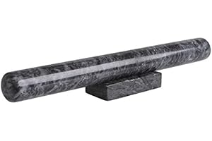 Homiu Marmurowy wałek do ciasta ze stojakiem, wytrzymały, można myć w zmywarce, 39 x 4 cm, marmurowa konstrukcja