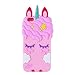 Produktbild Faliya Einhorn-Hülle für iPhone 6 / iPhone 6Plus / iPhone7Plus / iPhone7, Cartoon-Weiche Silikon-Nette Spaß-Abdeckung Nette entzückende Karikatur-Art-Abdeckung, Rosa Apple 6 / 6s
