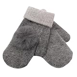 Material: Lana RETUROM Delgada para mujer Guantes calientes del invierno manoplas (Gris)