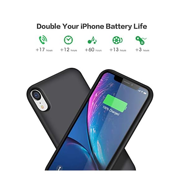 iPosible Akku Hülle für iPhone XR, [6800mAh] Tragbare Ladebatterie Zusatzakku Externe Handyhülle Batterie Schutzhülle Wiederaufladbare Akku Case für iPhone XR [6,1 Zoll] Battery Pack Powerbank – Bild 3