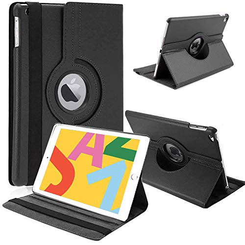 KP TECHNOLOGY Case for iPad 10.2 2019, Case for iPad 7th Generation 2019, Leather Smart Folio 360 Case for iPad 10.2 / iPad 7th Generation (2019 Model) (BLACK)