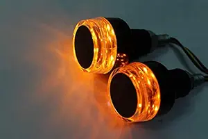 JDM ACCESSORIES Dual Color Bike Handle Bar LED Turn Signal Indicators (Amber/White Light) - Set of 2