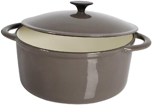 Crealys 513360 Casserole Round Cast Iron Taupe/White 5 L