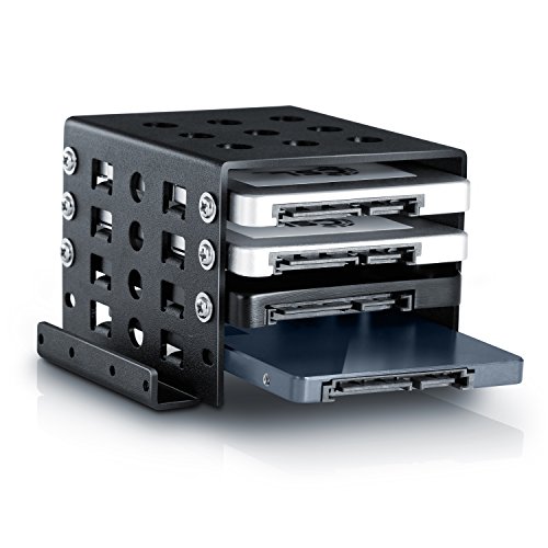Aplic – Einbaurahmen für 4x 6,4cm (2,5″) Festplatten | SATA I/II/III und SSD-fähig | 3,5″ auf 2,5″ | kompatibel für bis zu 4x Festplatten in 2,5″ (6,4cm) | Farbe: schwarz - 2