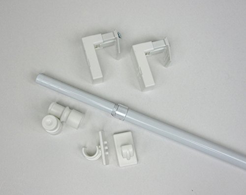 Klemmstange für Scheibengardinen, Scheiben-Gardinenstange mit Klemmträger, 85-135 cm ausziehbar, Ø 12 mm, weiss - 6