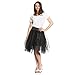 Produktbild Kostümplanet® Petticoat - schwarzer, knielanger midi Unter-Rock Deluxe für Damen mit elegantem 3-lagigen Tüll Tutu und Gummiband zum Verschließen in der Größe 36-40