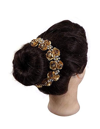 AASA South Indian Hair Gajra for Girls and Women Special Gift Item for wife and Friends Pack of 1 (Golden1)