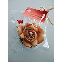 Geschenk EINE KLEINIGKEIT VON HERZEN Set mit einer Rosenblüte in apricot. Zu vielen Anlässen, wie Muttertag, Hochzeit, Gebutstag.