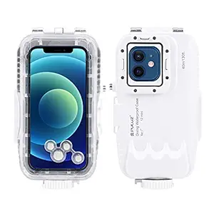 40m/130ft Waterproof Diving Housing Cover C-ase P Video Taking Underwater for Replacement i-Phone 12 (White) (White) -Layfoo