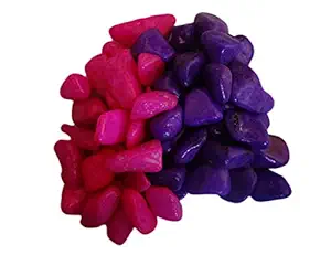 Maalavya Hi Quality Fish Aquarium Pink & Purple 2kg Decorative Stone Pebbles Chips