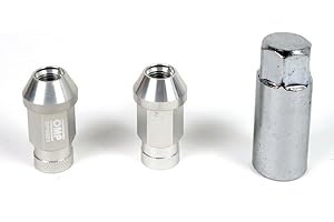 OMP Speed Juego de 20 Tuercas de Aluminio M14X1.25 Llave de 19 Largo 40mm Color Plata de Aluminio 7075