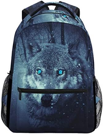 Ahomy Night Wolf Snowflake Forest School Backpack Unisex School Bag Collection Canvas Backpack