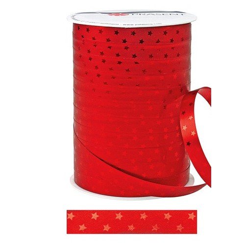 Preisvergleich Produktbild Unbekannt Ringelband Stern - 10 mm x 100 m, Rot
